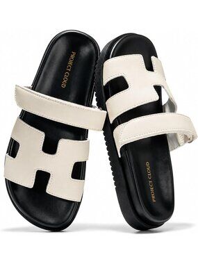 Women's White Leather Sandals Footwear Stylish with Plush & Soft Insole